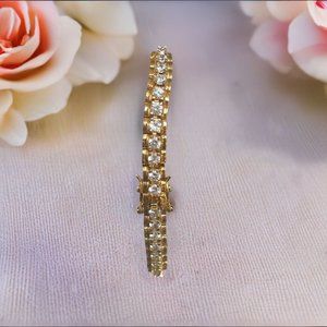 FAS 925 Gold Plated Silver Chain CZ 7in Gorgeous